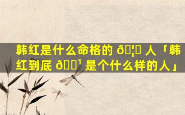 韩红是什么命格的 🦍 人「韩红到底 🌹 是个什么样的人」